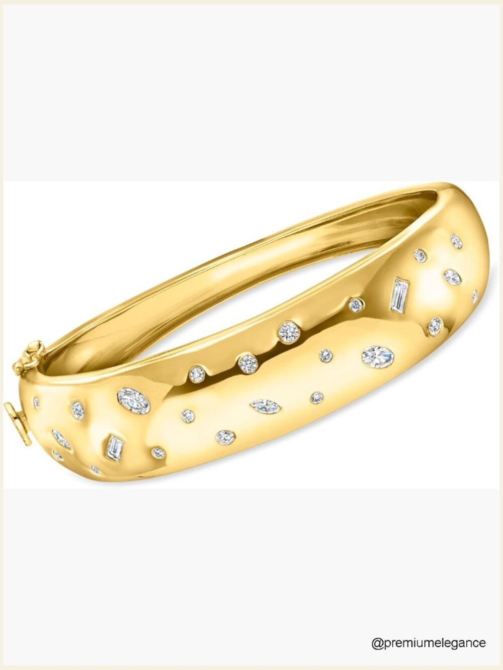 Lab-Grown Diamond Bangle Bracelet 1.40 ct tw 18kt Gold Over Silver 7 inch